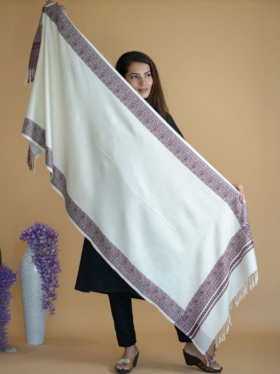 SHIFNEEN Women Ethnic Motifs Woven Design Acrylic Shawl thumbnail 3
