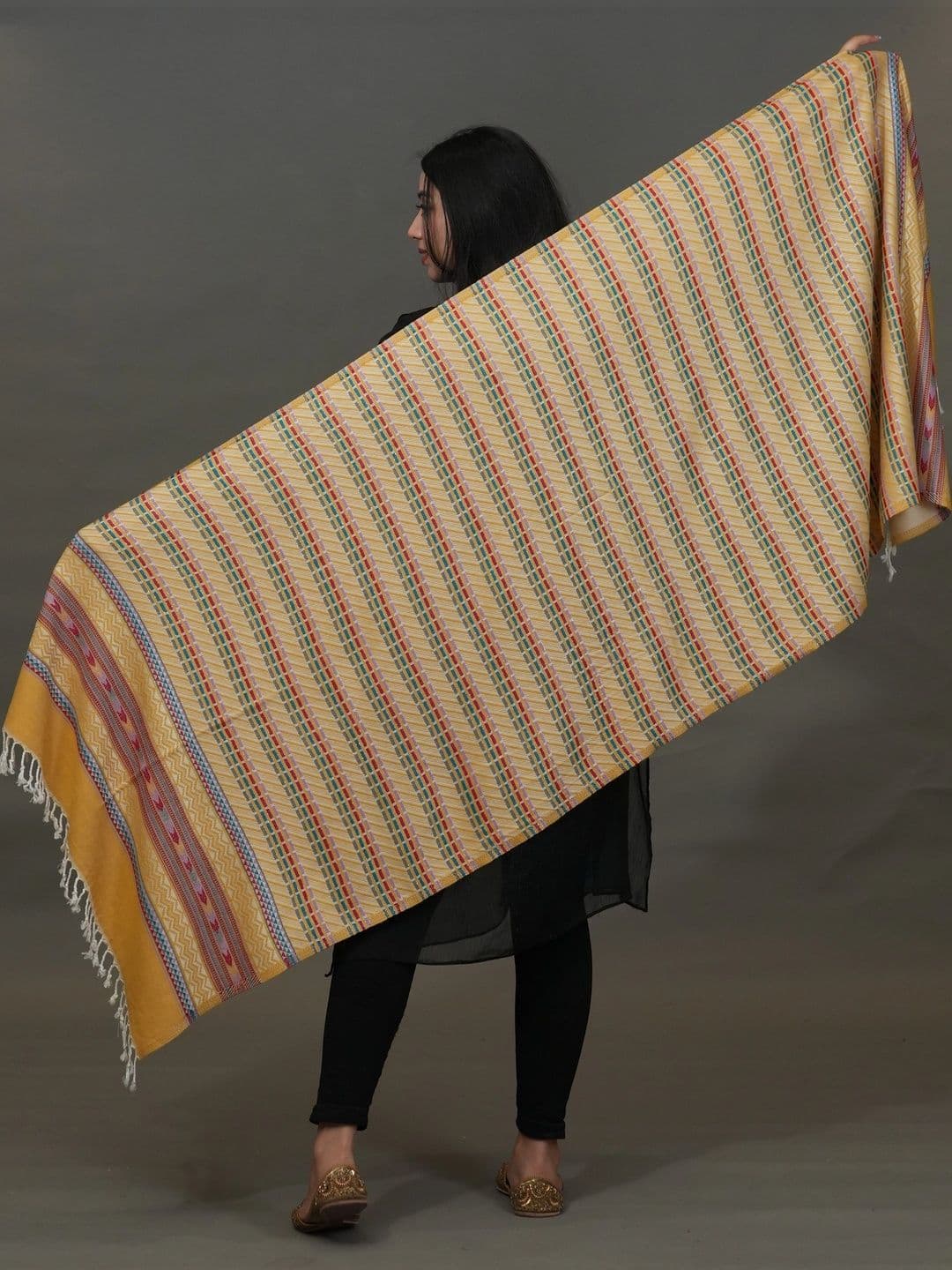 SHIFNEEN Women Geometric Woven Design Acrylic Shawl thumbnail 5