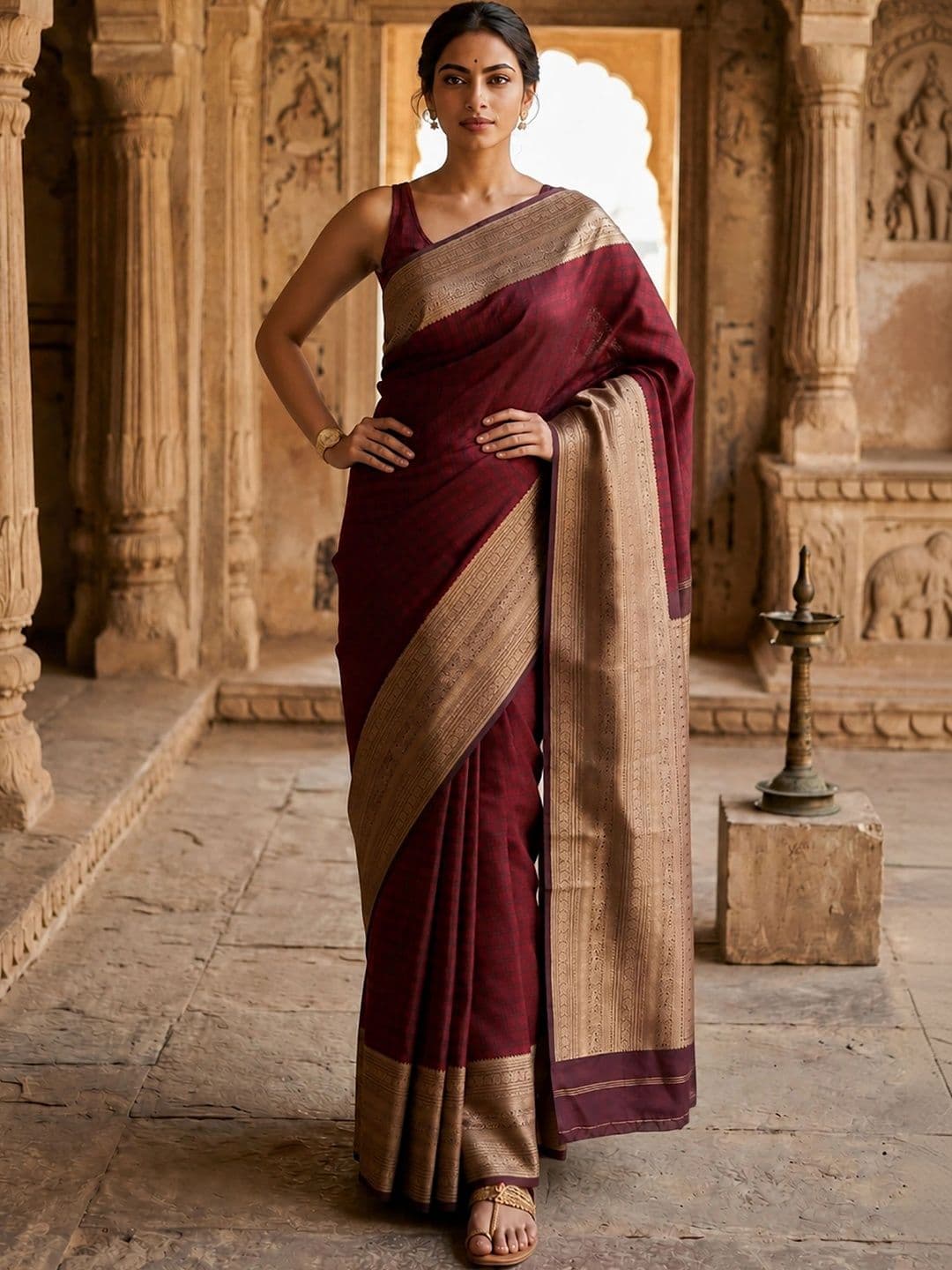 Dhaaga Ghar Woven Design Zari Silk Blend Designer Banarasi Saree thumbnail 5