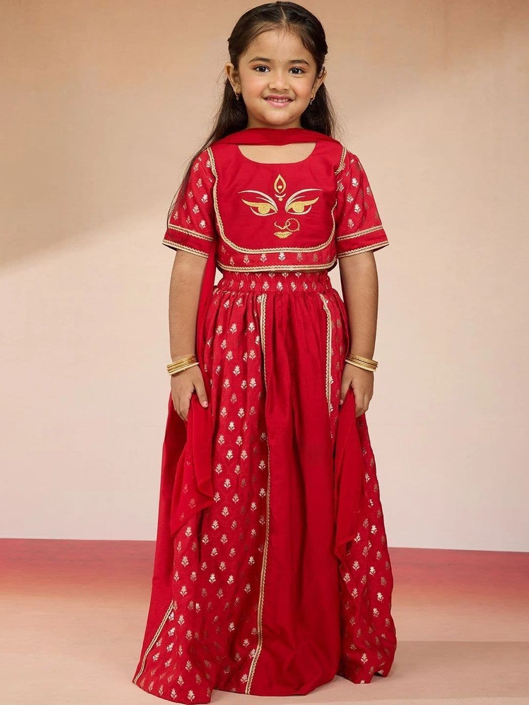VASTRAMAY Girls Embroidered Ready to Wear Lehenga Choli thumbnail 5