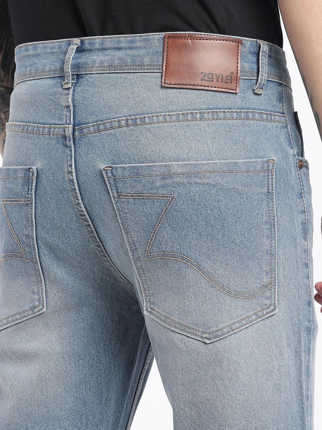 zayla Men Jean Regular Fit Mid-Rise Light Fade Stretchable Jeans thumbnail 2