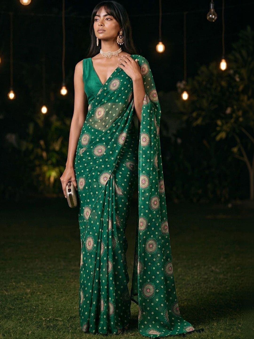 SAARA Bandhani Pure Chiffon Saree - view 1
