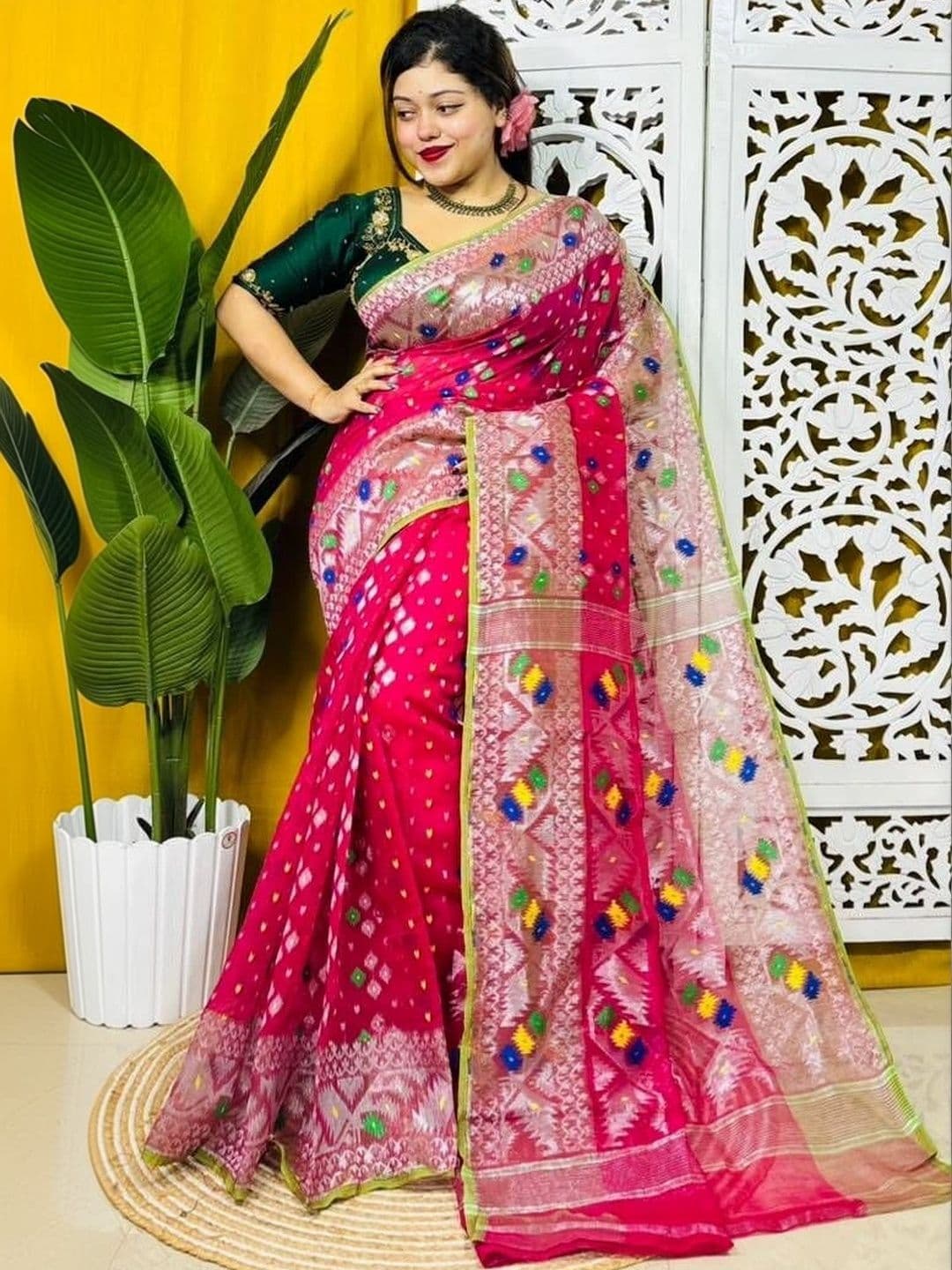 Rnn Saree Woven Design Zari Silk Cotton Jamdani Sarees - view 1