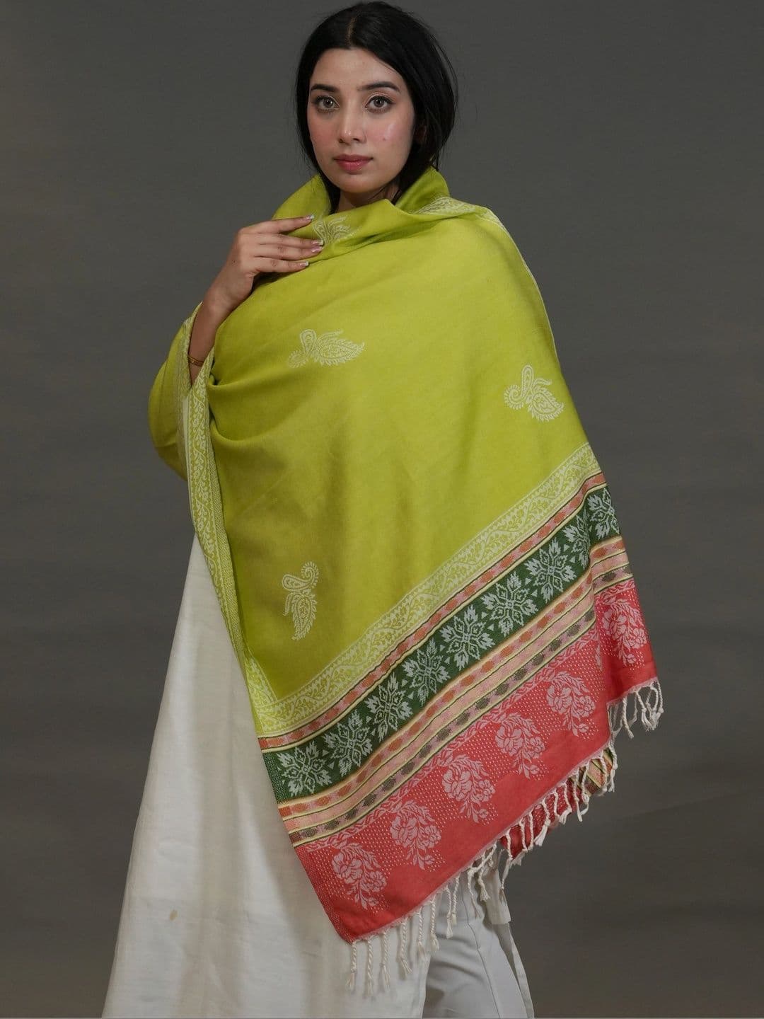 SHIFNEEN Women Ethnic Motifs Printed Acrylic Shawl thumbnail 4
