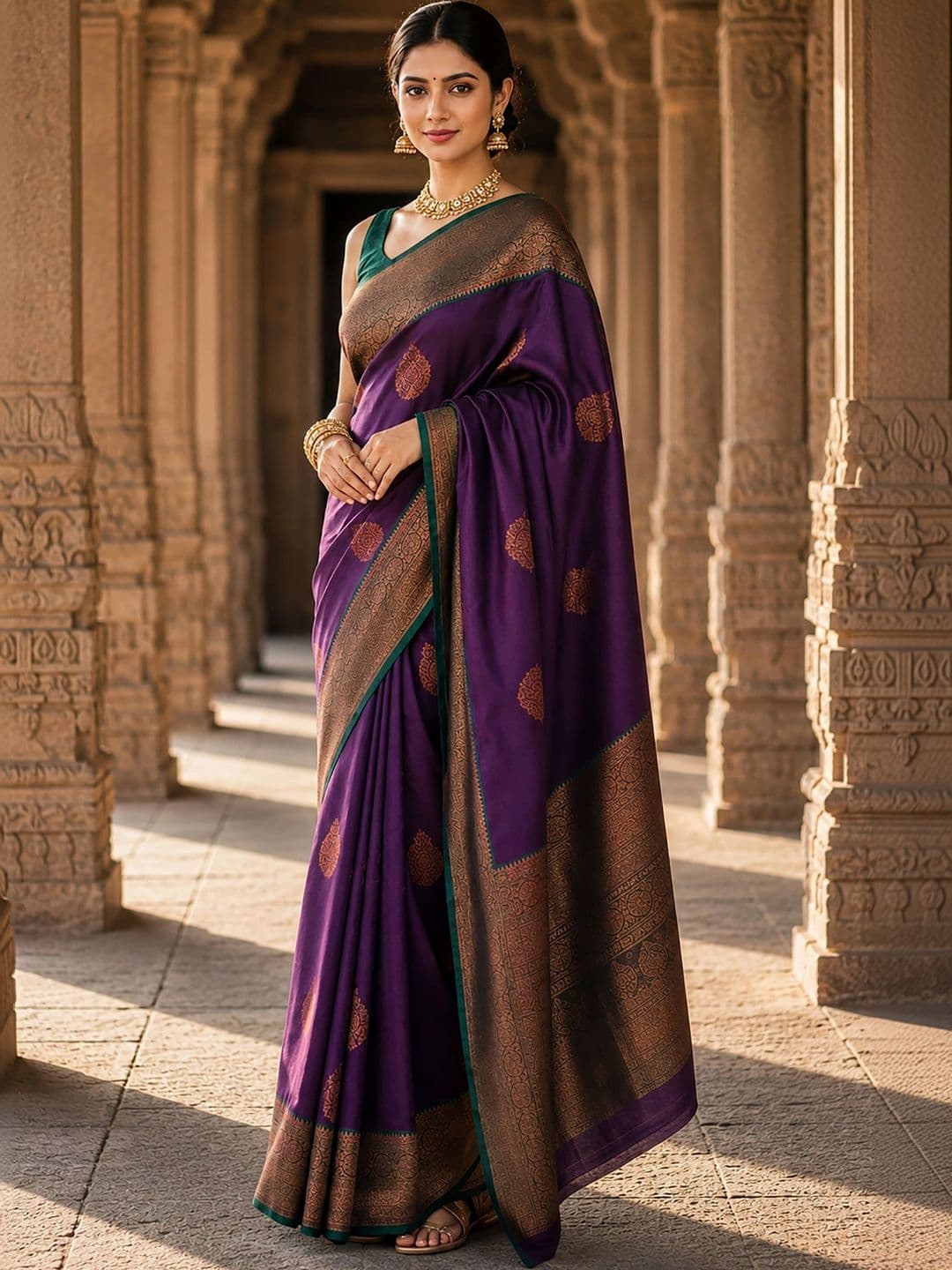 Dhaaga Ghar Woven Design Zari Silk Blend Designer Banarasi Saree thumbnail 2