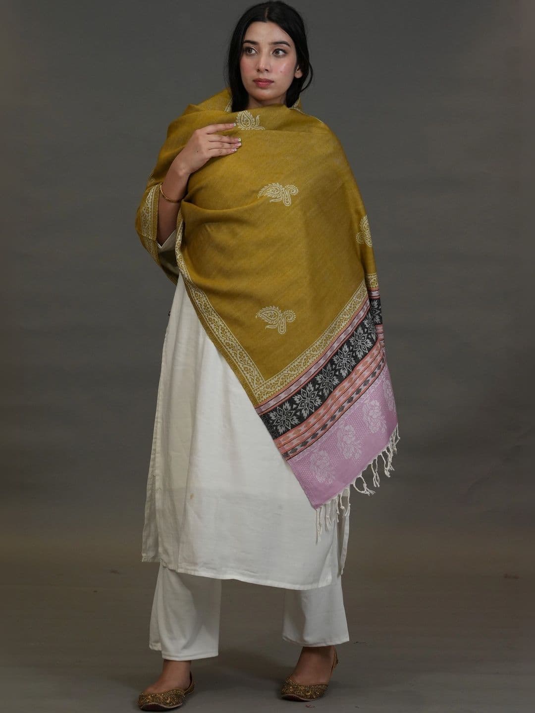 SHIFNEEN Women Ethnic Motifs Embroidered Acrylic Shawl thumbnail 5