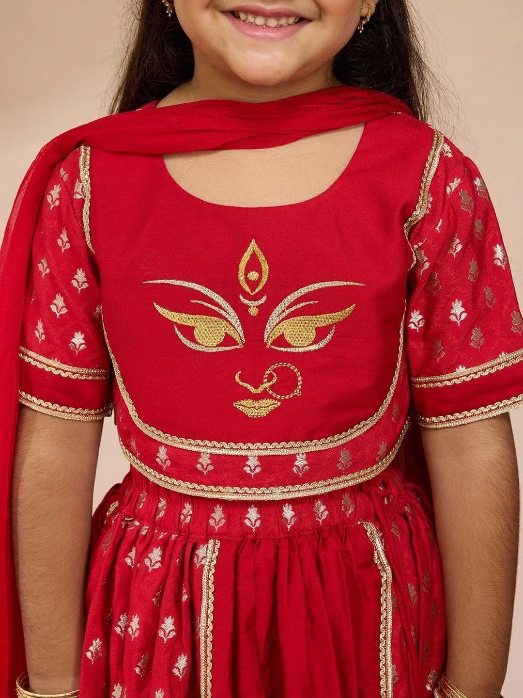 VASTRAMAY Girls Embroidered Ready to Wear Lehenga Choli thumbnail 3