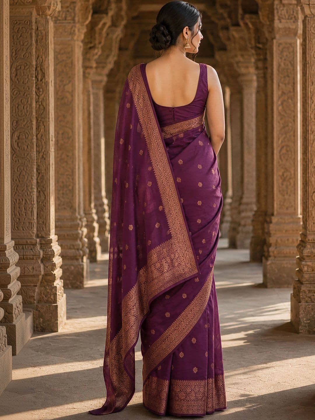 Dhaaga Ghar Woven Design Zari Silk Blend Designer Banarasi Saree thumbnail 5