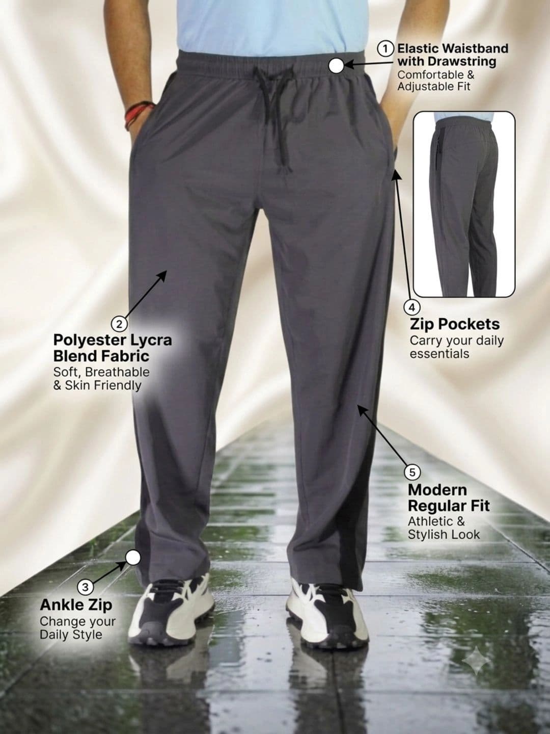 Bite and Style Men Straight Fit Colourblocked Training Track Pants thumbnail 6