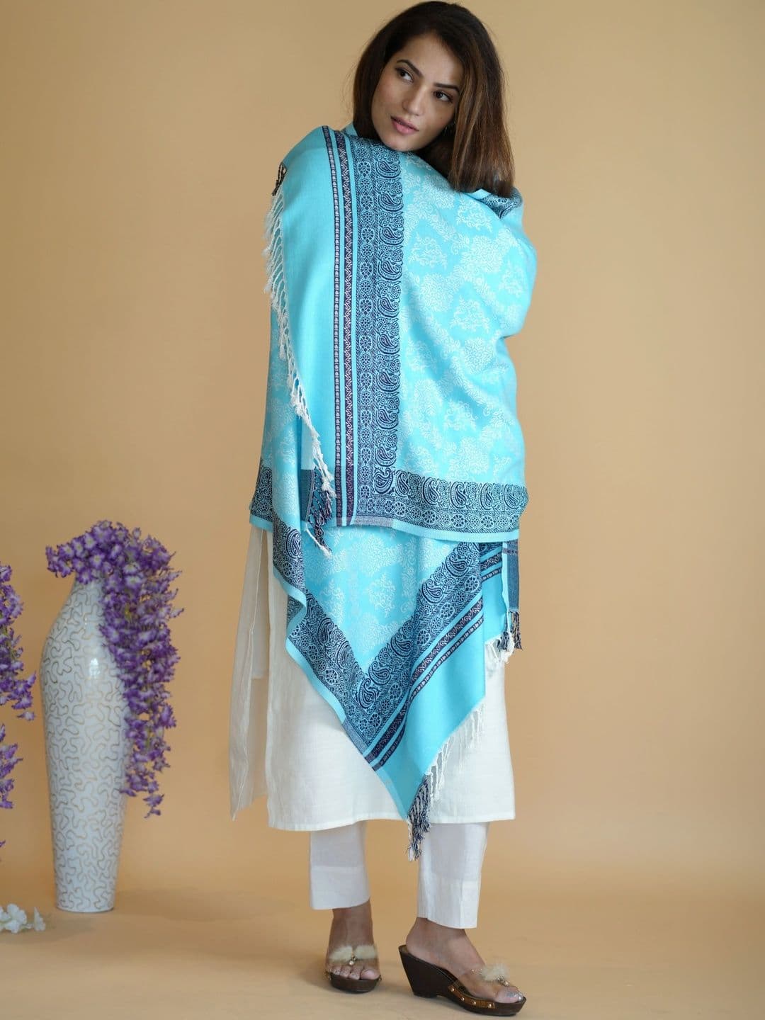 SHIFNEEN Women Ethnic Motifs Woven Design Acrylic Shawl thumbnail 3