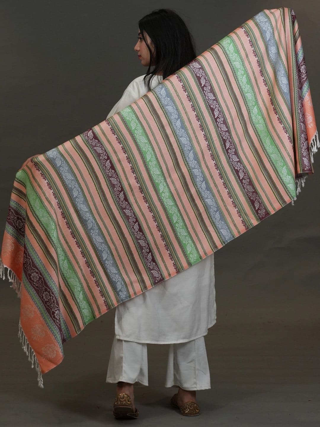 SHIFNEEN Women Ethnic Motifs Woven Design Acrylic Shawl thumbnail 4