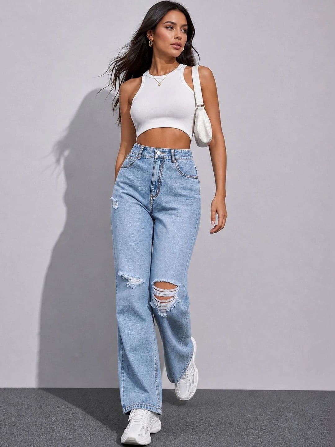 The Roadster Lifestyle Co Women Pure Cotton Ripped Relaxed Fit Jeans thumbnail 5