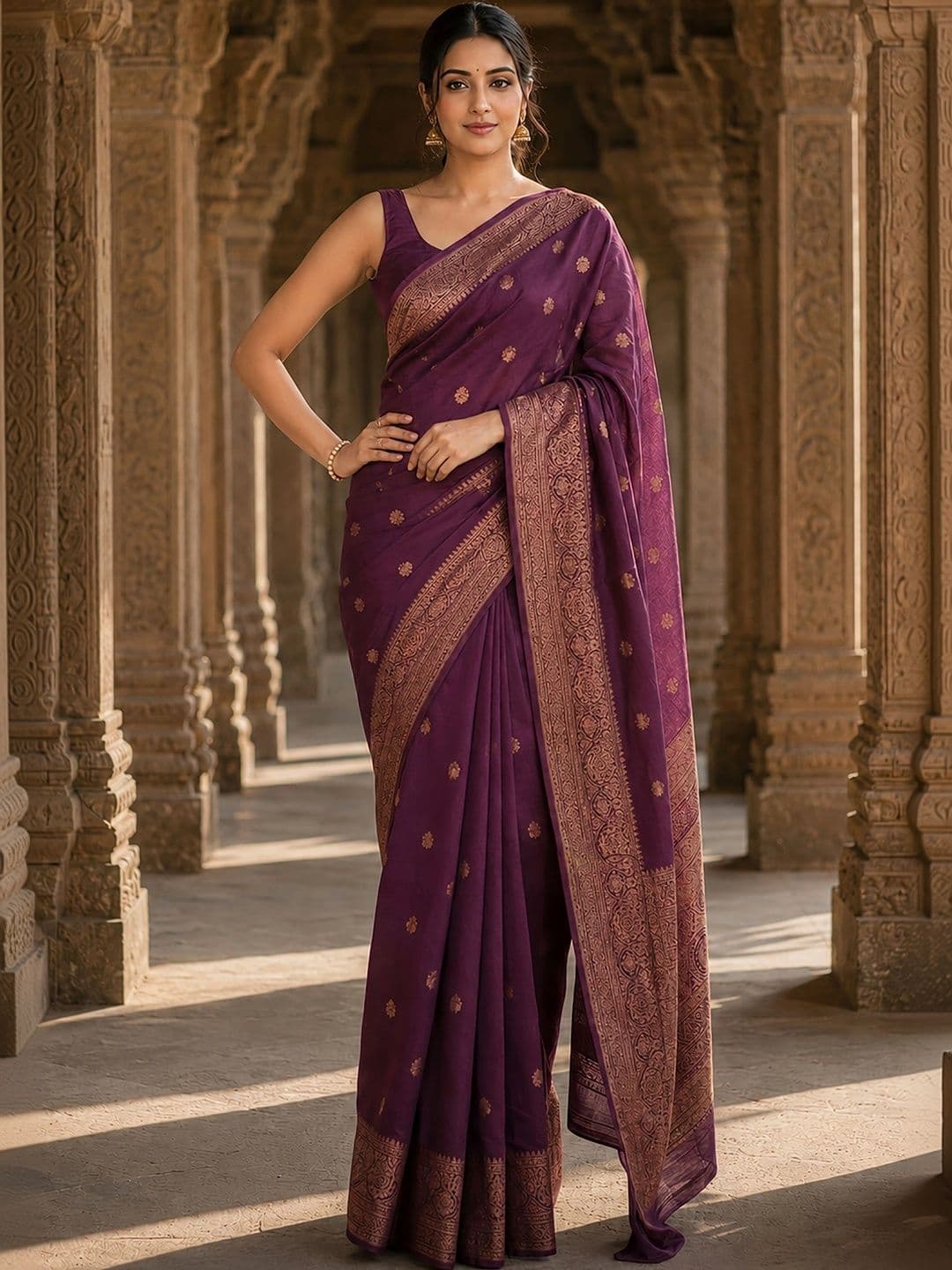 Dhaaga Ghar Woven Design Zari Silk Blend Designer Banarasi Saree thumbnail 4