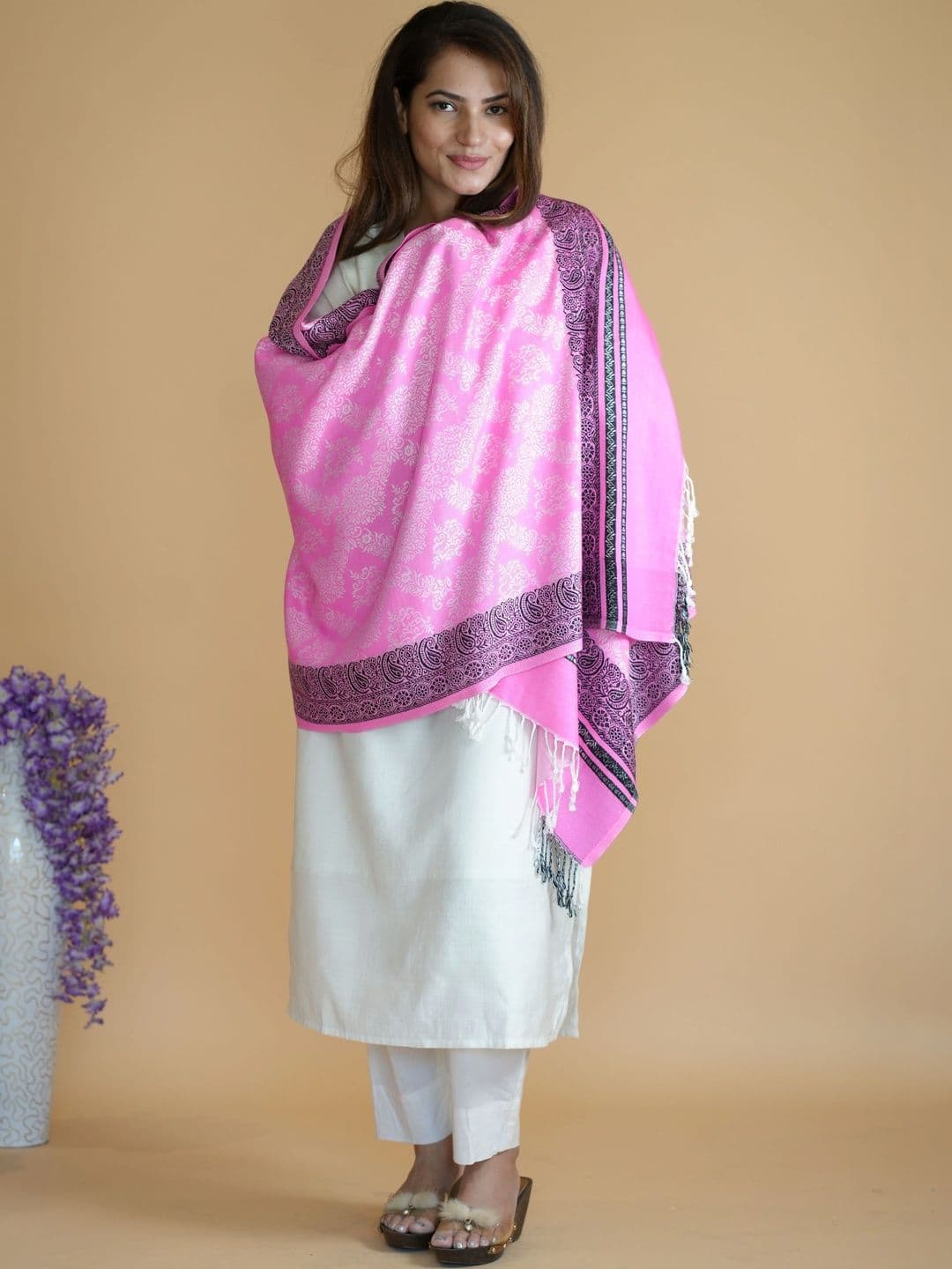 SHIFNEEN Women Paisley Woven Design Acrylic Shawl thumbnail 4