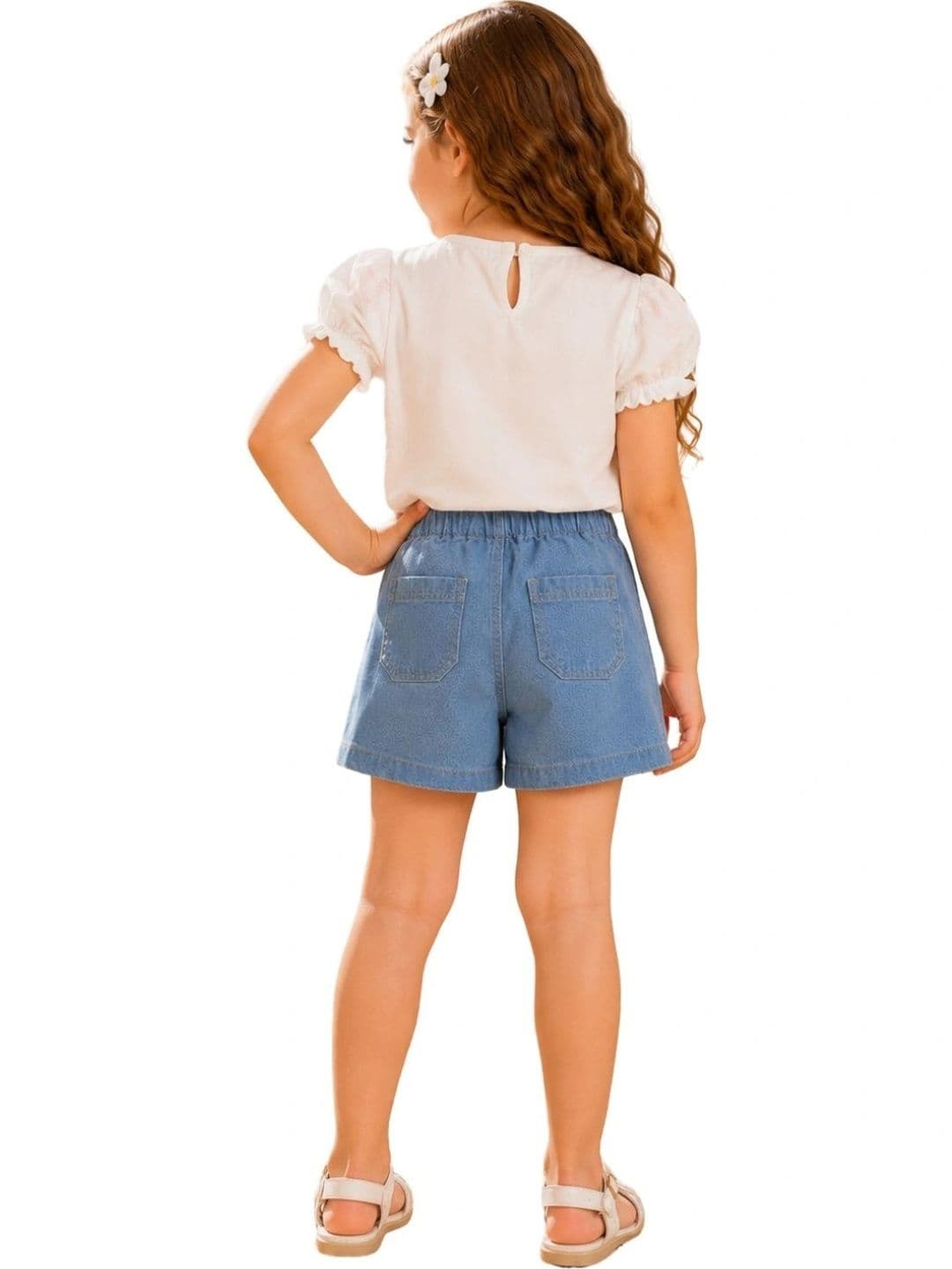 PILOLO Girls Solid Denim Casual Straight Knee Length A-Line Skirt thumbnail 2