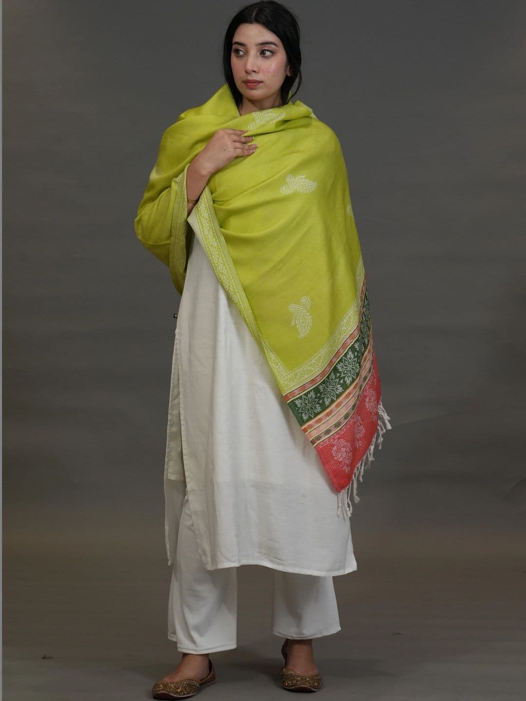 SHIFNEEN Women Ethnic Motifs Printed Acrylic Shawl thumbnail 5