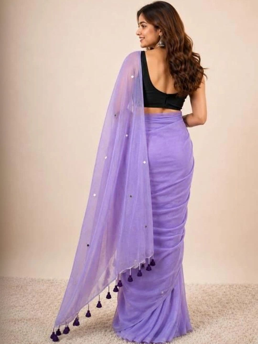 SHYAMALI BOUTIQUE Mirror Work Pure Cotton Saree thumbnail 3