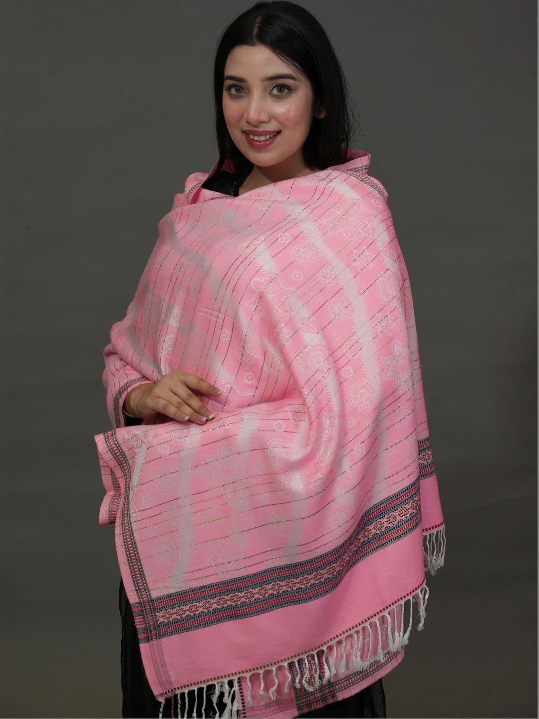 SHIFNEEN Women Woven Design Acrylic Shawl thumbnail 4