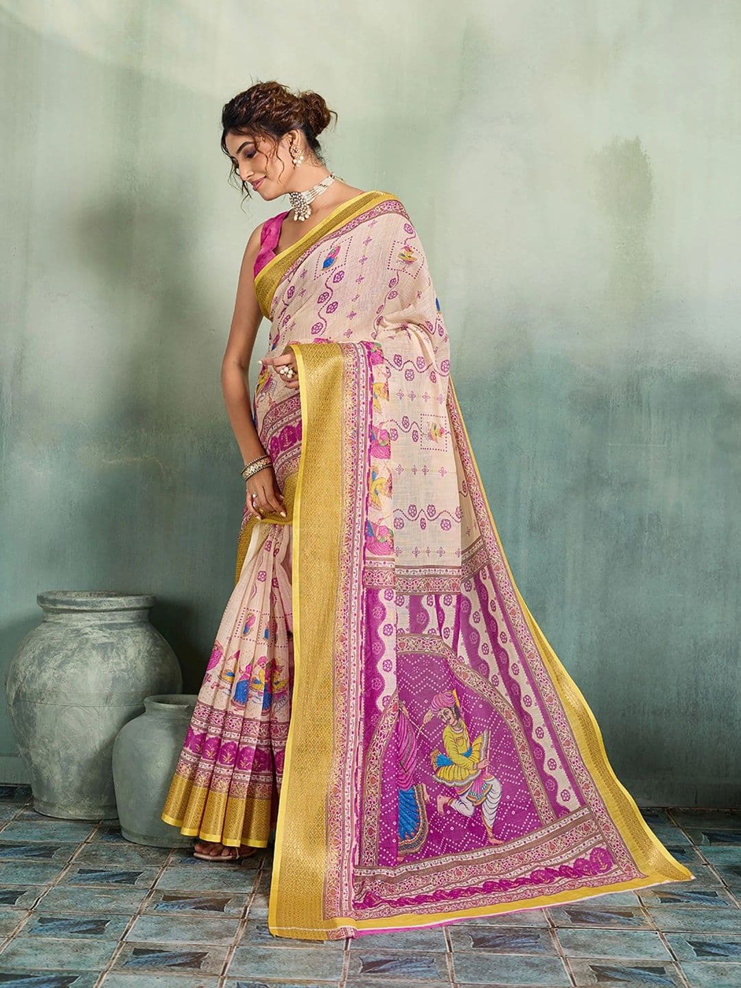 AMRUTKALA SAREES Designer Block Print Saree thumbnail 5