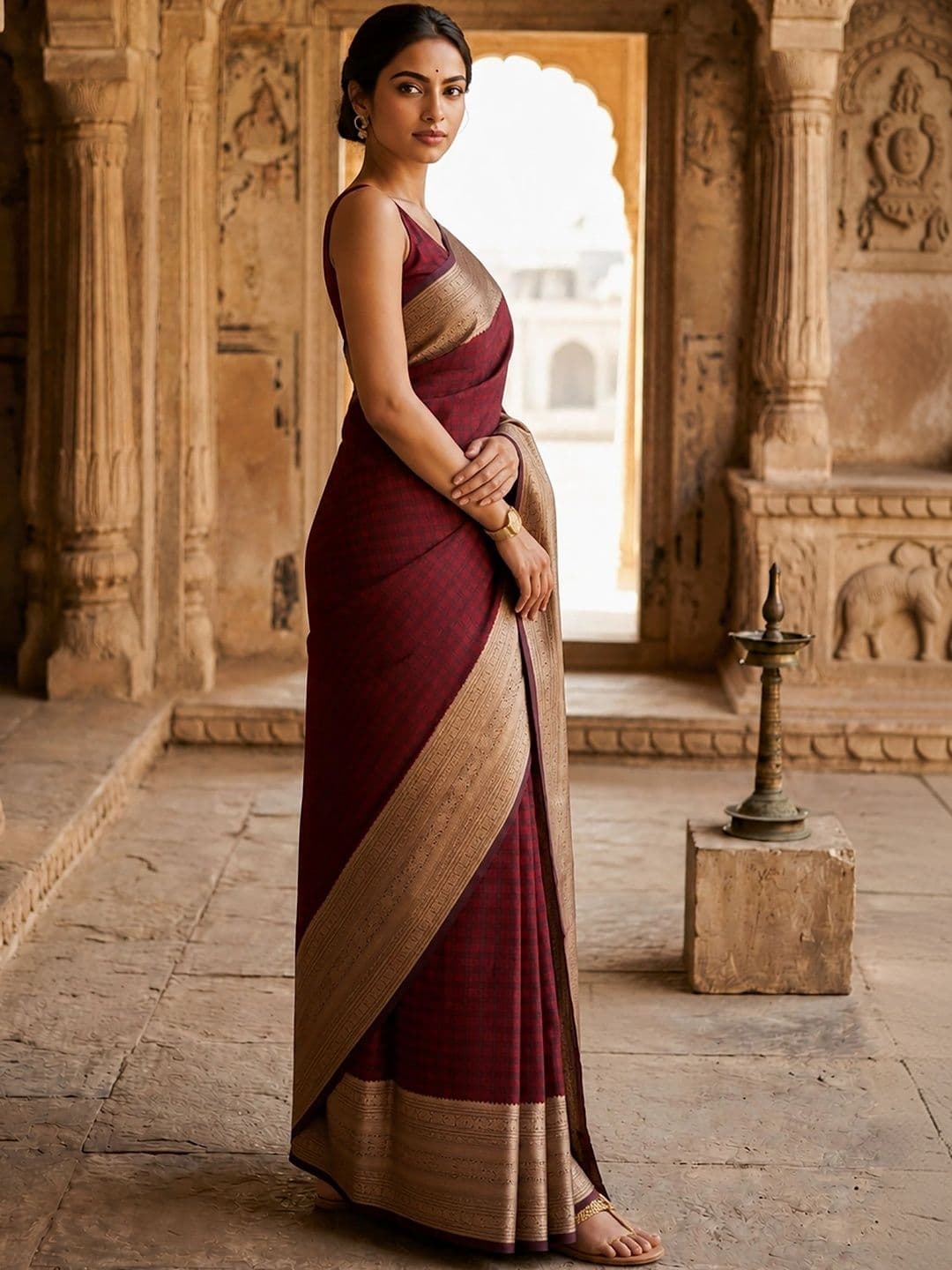Dhaaga Ghar Woven Design Zari Silk Blend Designer Banarasi Saree thumbnail 3