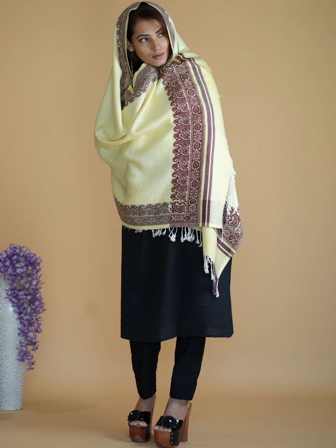 SHIFNEEN Women Ethnic Motifs Woven Design Acrylic Shawl thumbnail 2