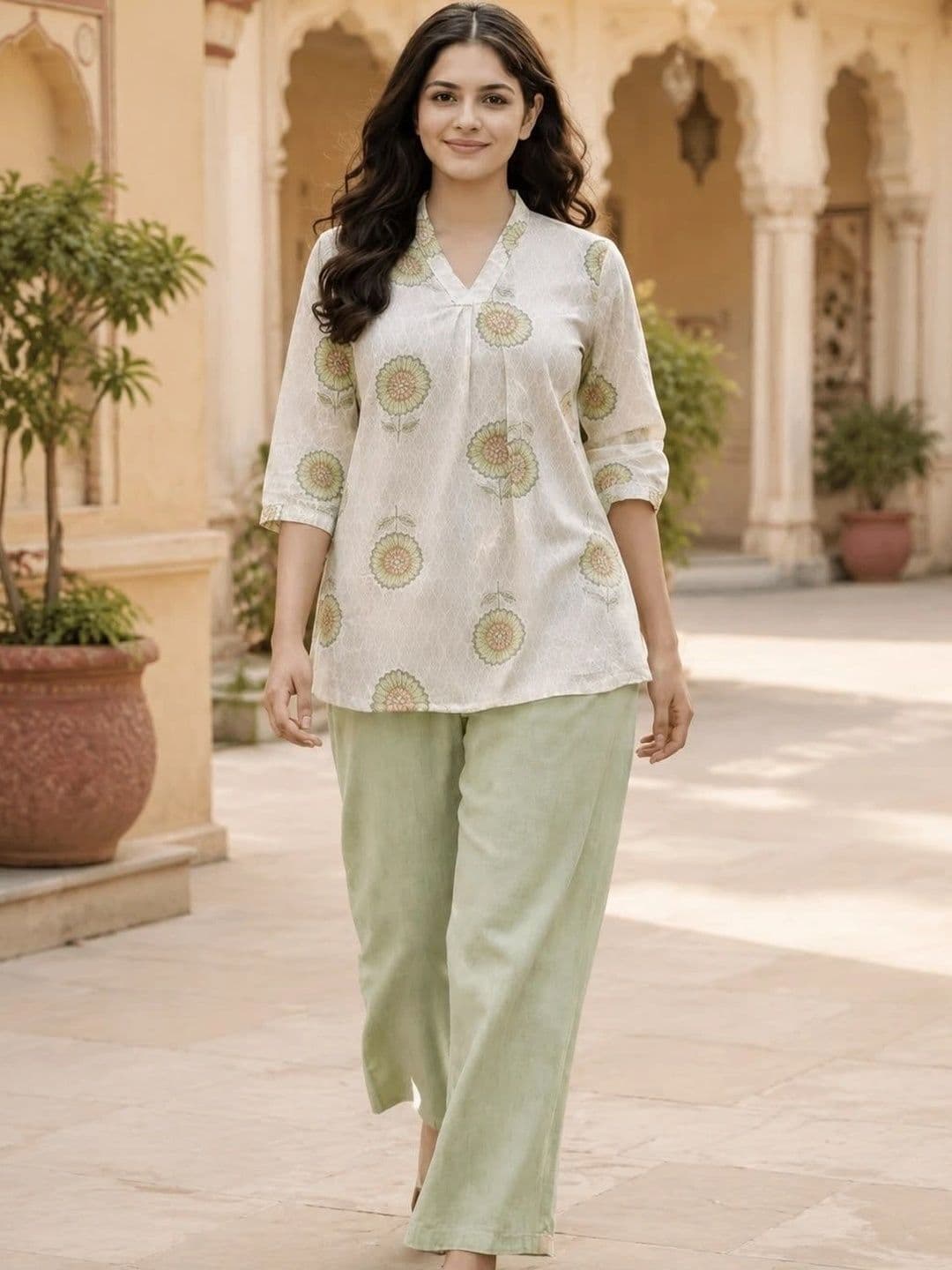 Sangria Women Floral Printed Floral Kurta thumbnail 2