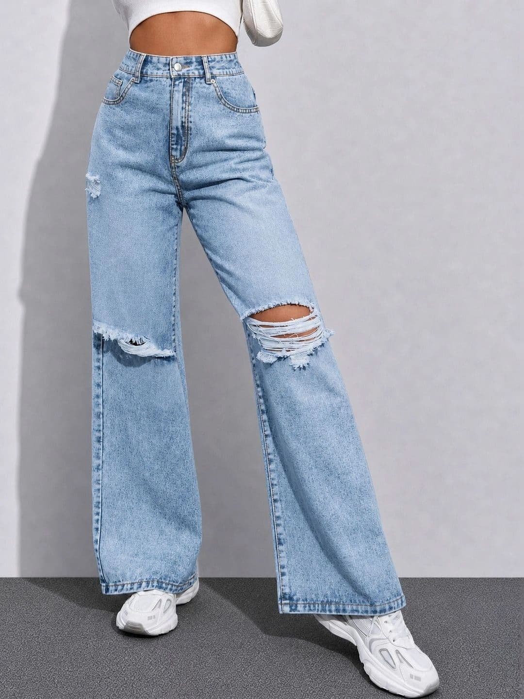 The Roadster Lifestyle Co Women Pure Cotton Ripped Relaxed Fit Jeans - view 1