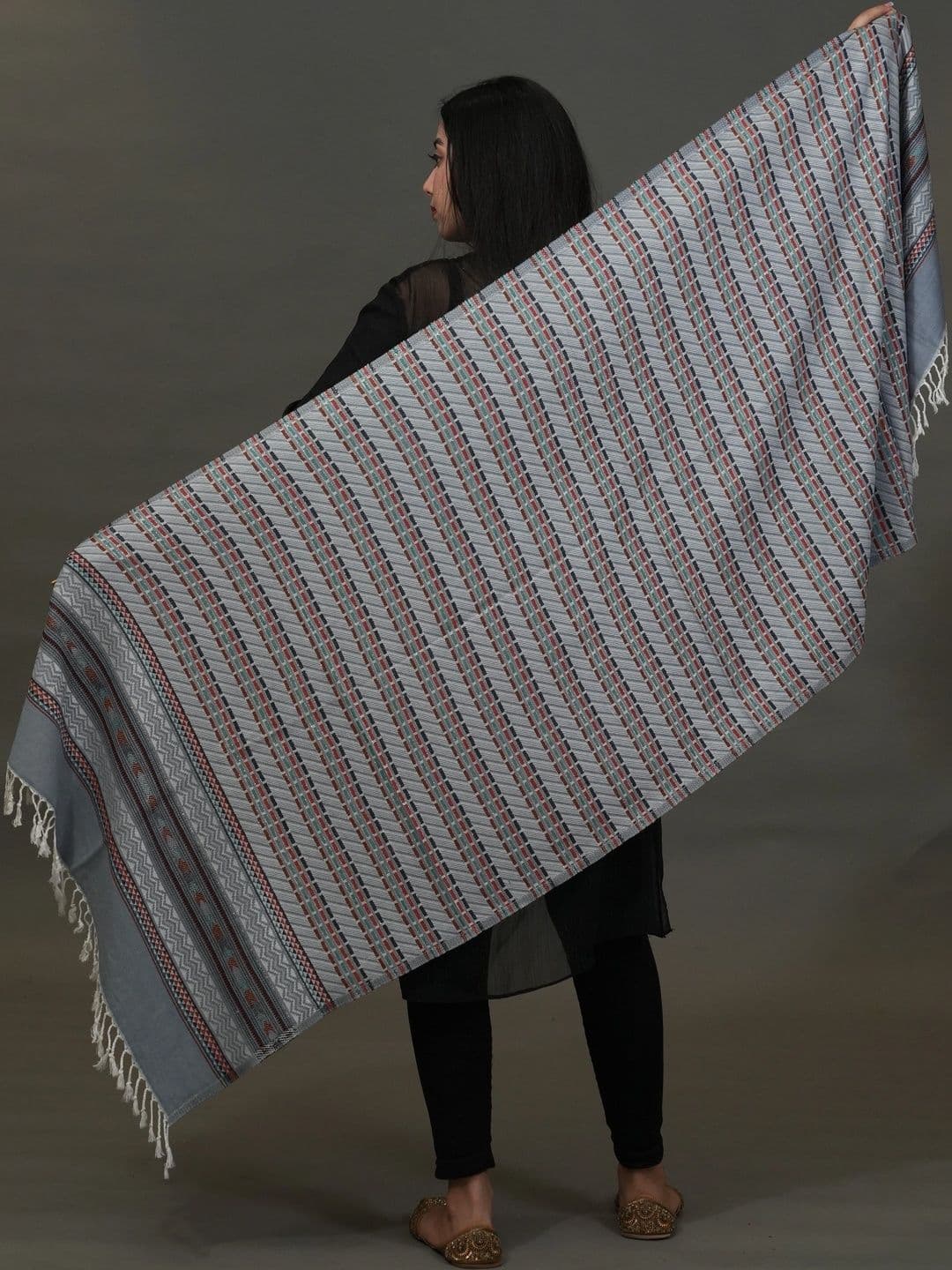 SHIFNEEN Women Geometric Woven Design Acrylic Shawl thumbnail 2