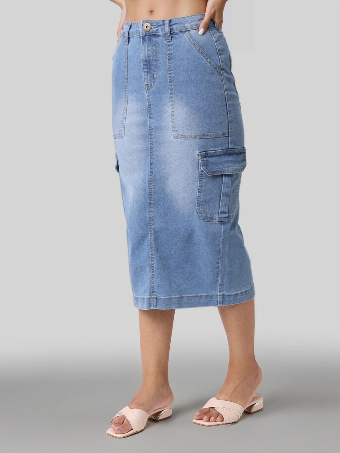 Style Quotient A-Line Cargo Midi Skirt thumbnail 2