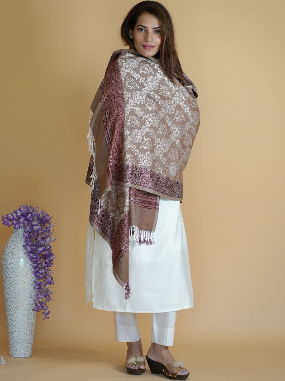 SHIFNEEN Women Ethnic Motifs Woven Design Acrylic Shawl thumbnail 4