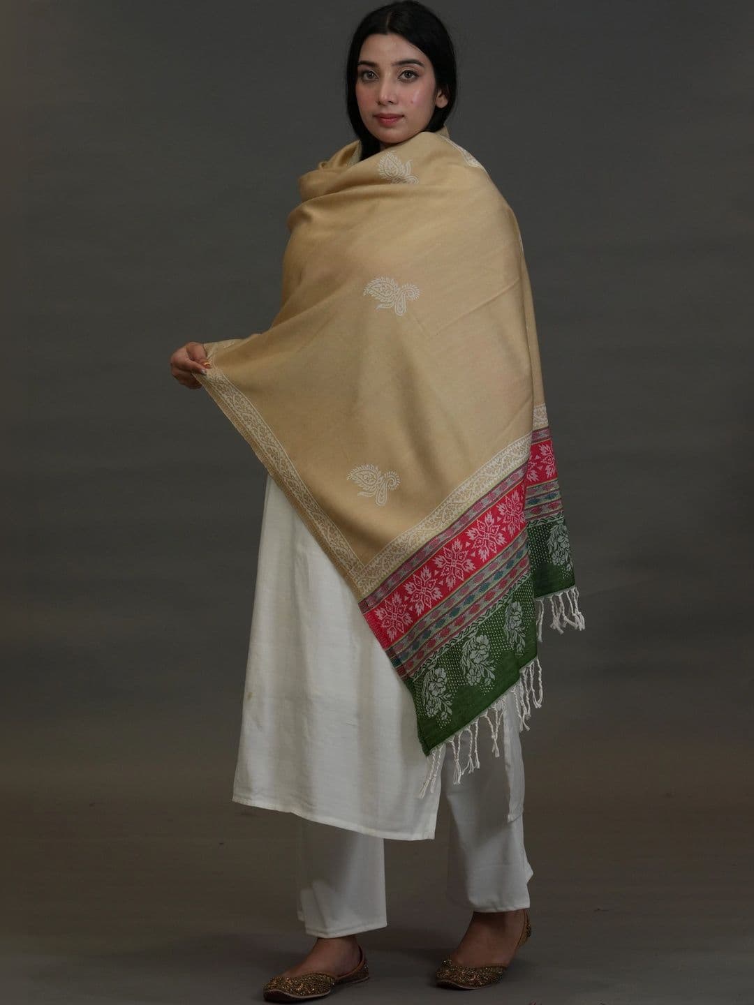 SHIFNEEN Women Ethnic Motifs Embroidered Acrylic Shawl thumbnail 3