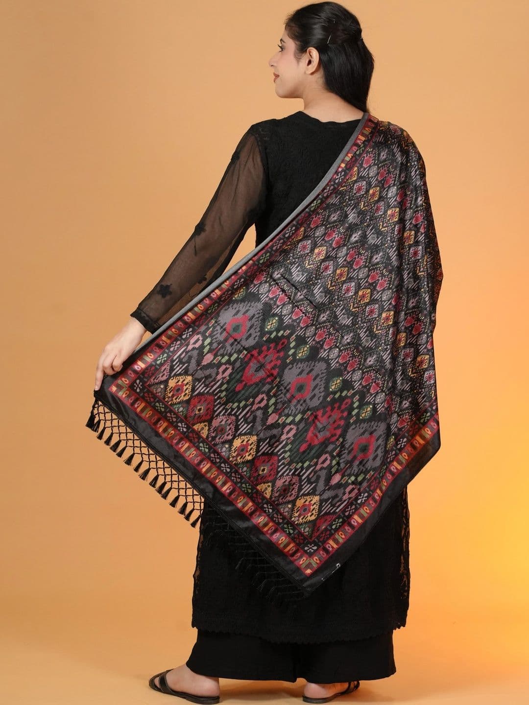 SHIFNEEN Women Ethnic Motifs Printed Velvet Shawl thumbnail 3