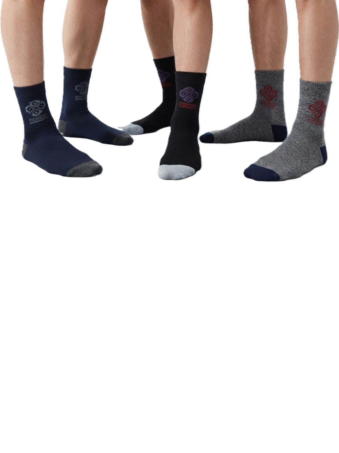 TINY HANDS Men Pack of 3 Cotton Assorted Patterned Ankle Length Socks thumbnail 4