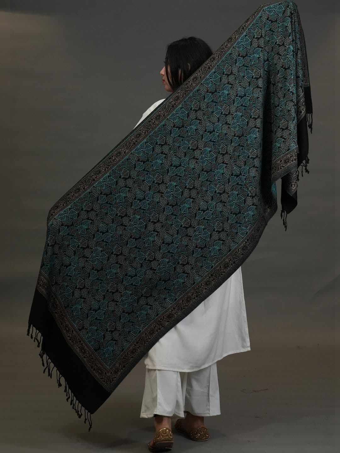 SHIFNEEN Women Ethnic Motifs Embroidered Acrylic Shawl thumbnail 4