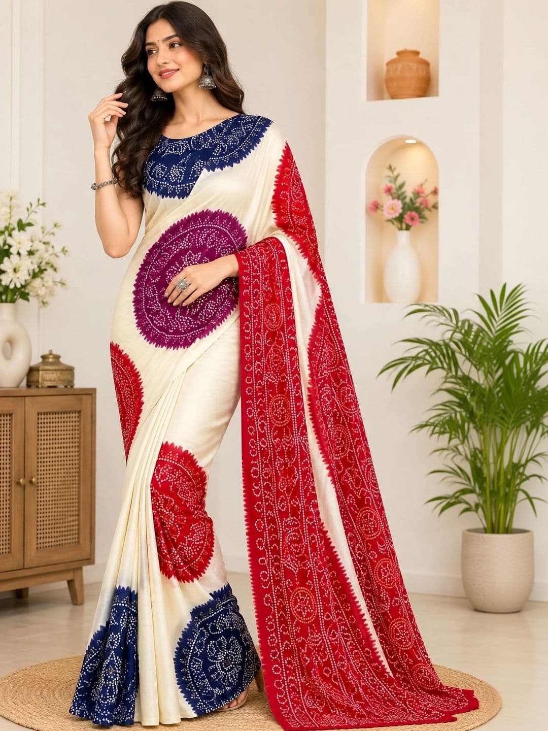 DHANLAXMI SAREES Bandhani Pure Georgette Fusion Bandhani Saree - view 1