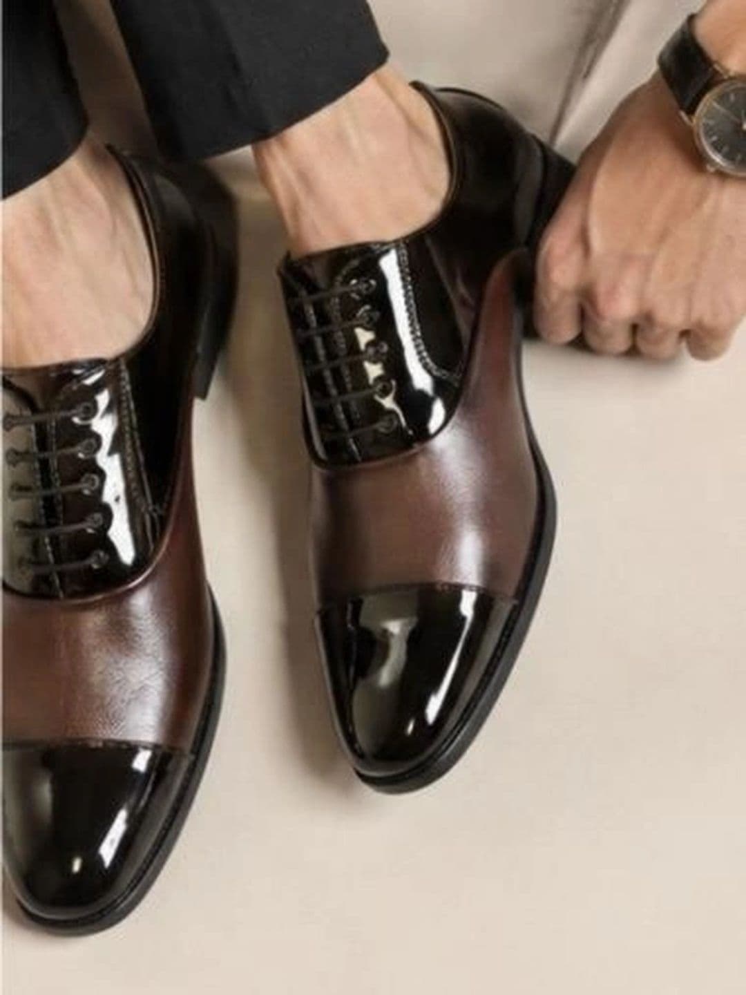 House of Pataudi Men Round Toe Lace-Ups Oxfords Formal Shoes thumbnail 2