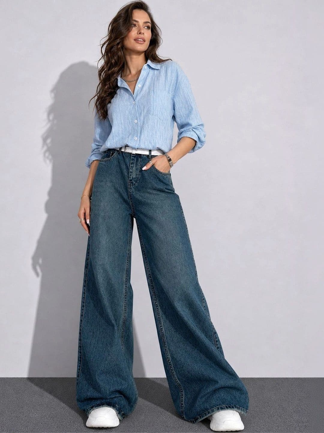 The Roadster Lifestyle Co Women Pure Cotton No Fade Clean Look Wide Leg Fit Jeans thumbnail 2