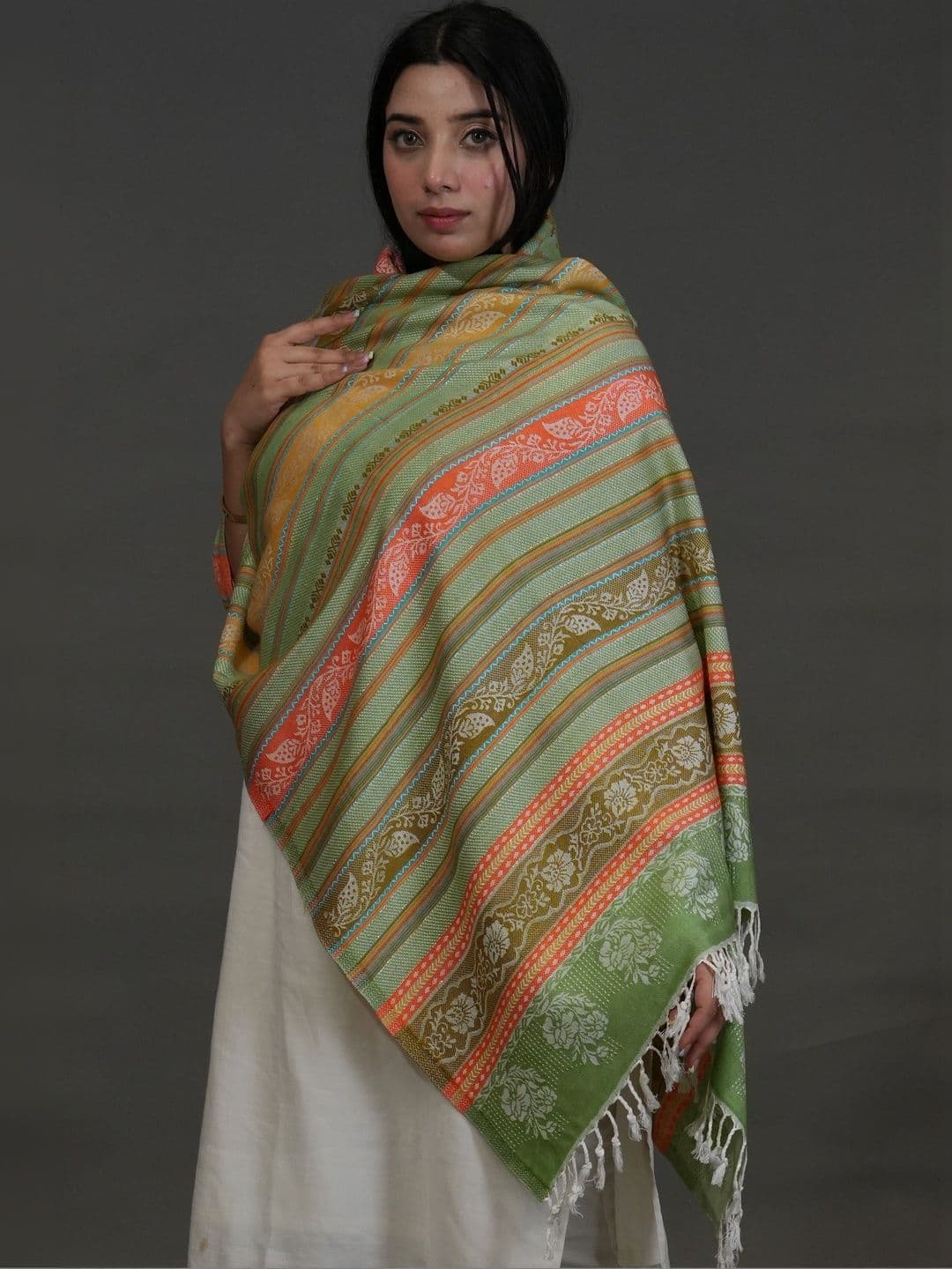 SHIFNEEN Women Ethnic Motifs Woven Design Acrylic Shawl thumbnail 3