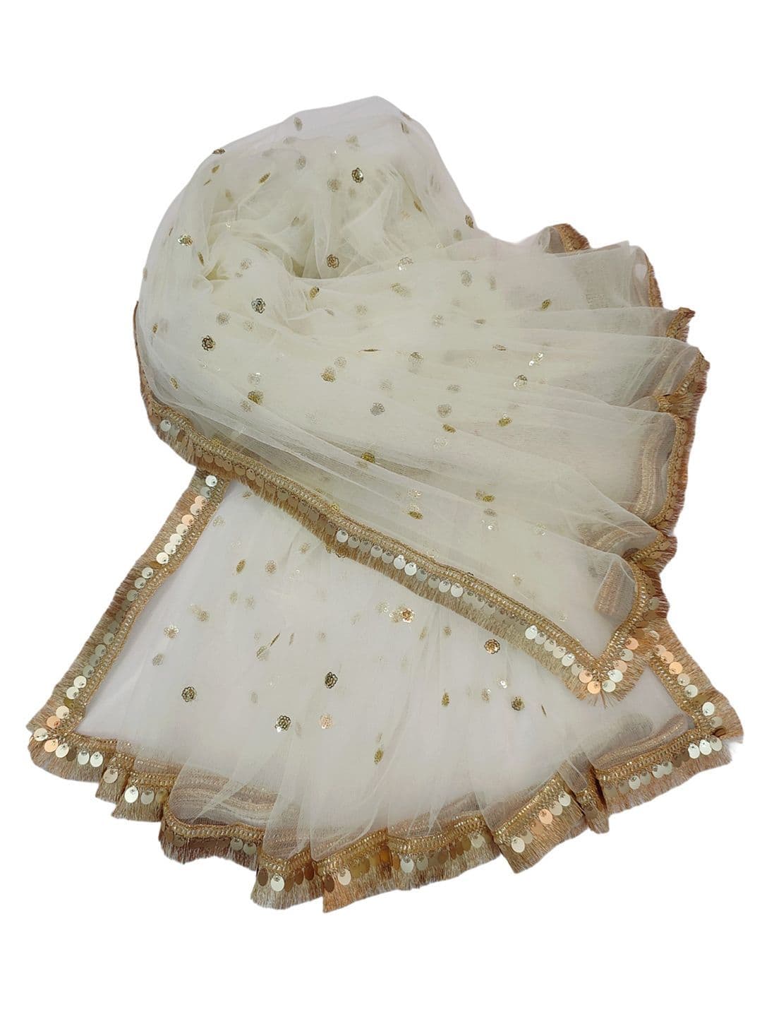 Navti Creations Women Cream Sequined Dupatta thumbnail 5