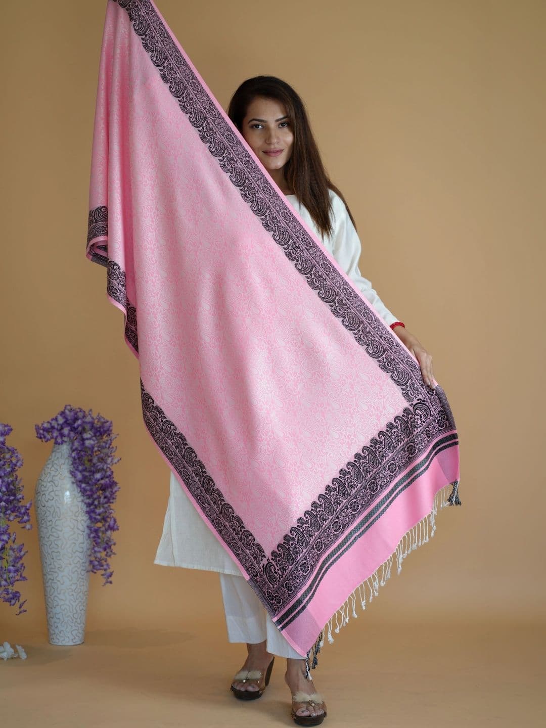 SHIFNEEN Women Paisley Printed Acrylic Shawl thumbnail 5