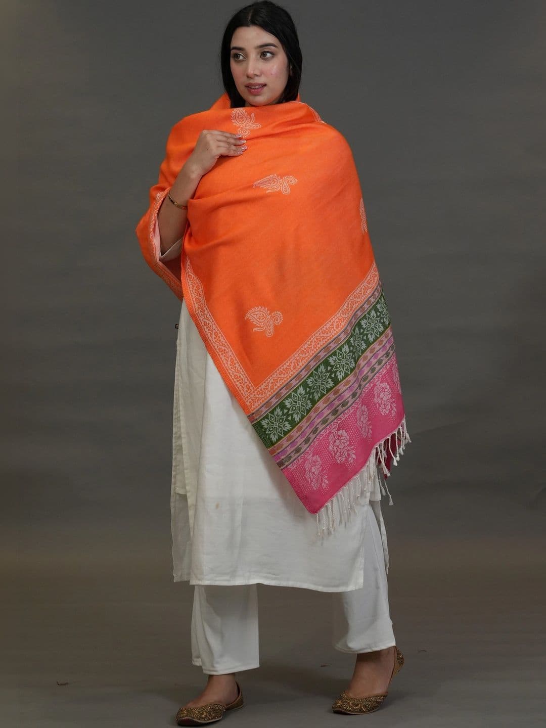 SHIFNEEN Women Ethnic Motifs Embroidered Acrylic Shawl thumbnail 3