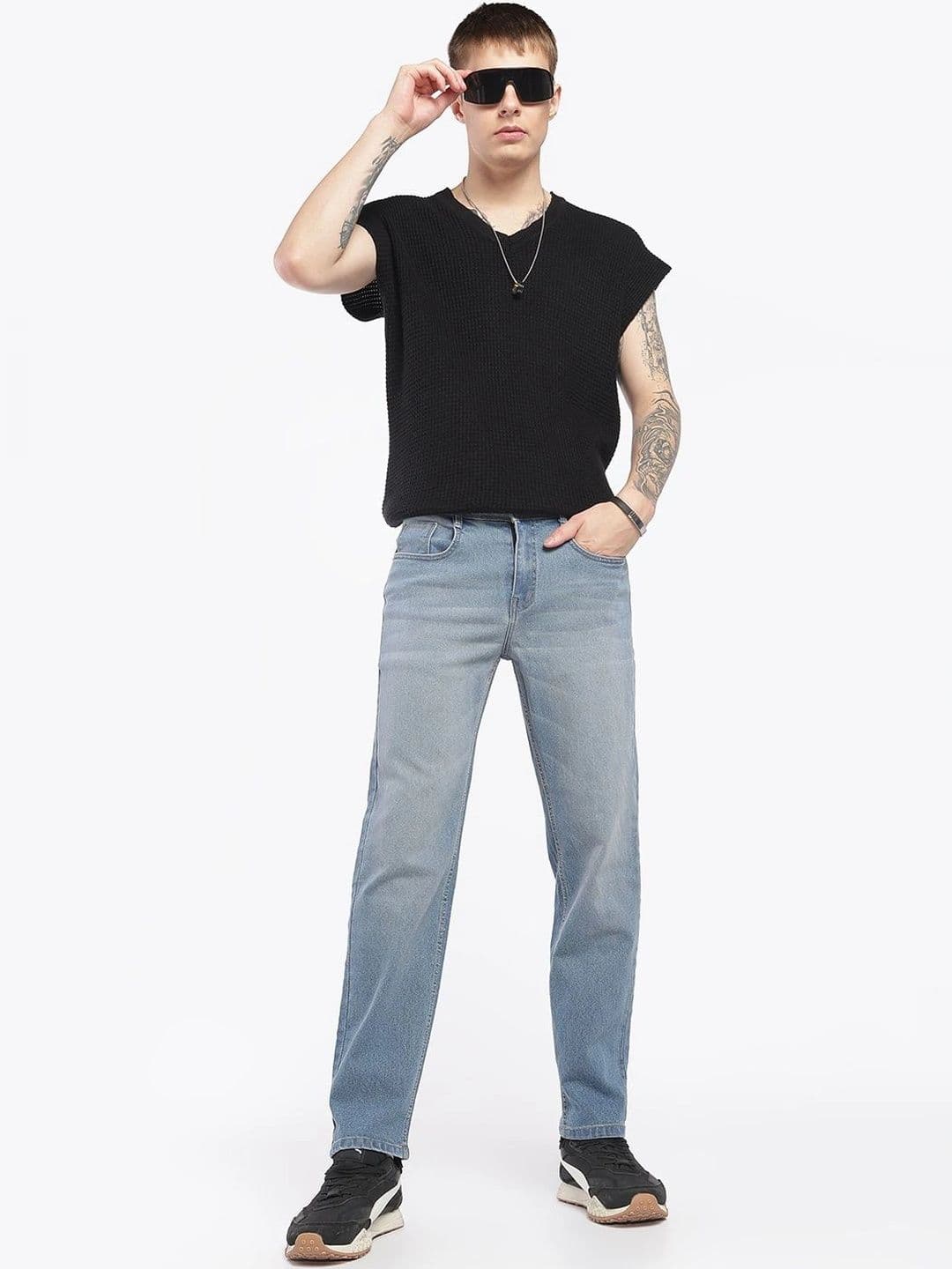 zayla Men Jean Regular Fit Mid-Rise Light Fade Stretchable Jeans - view 1