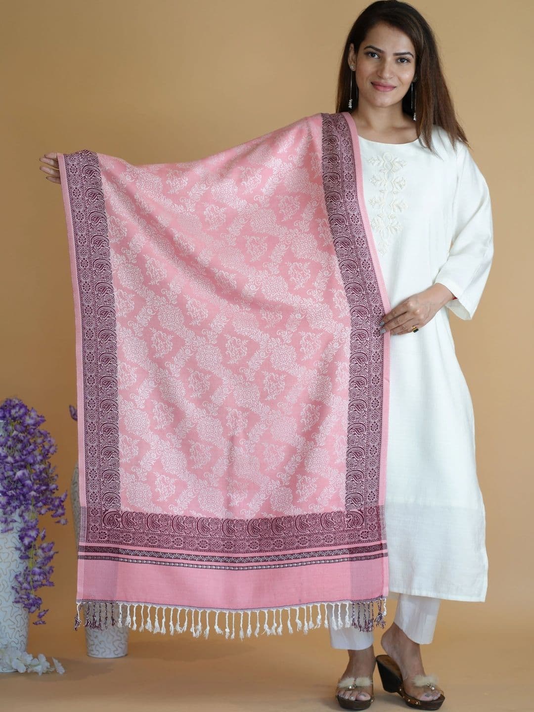 SHIFNEEN Women Ethnic Motifs Woven Design Acrylic Shawl thumbnail 4