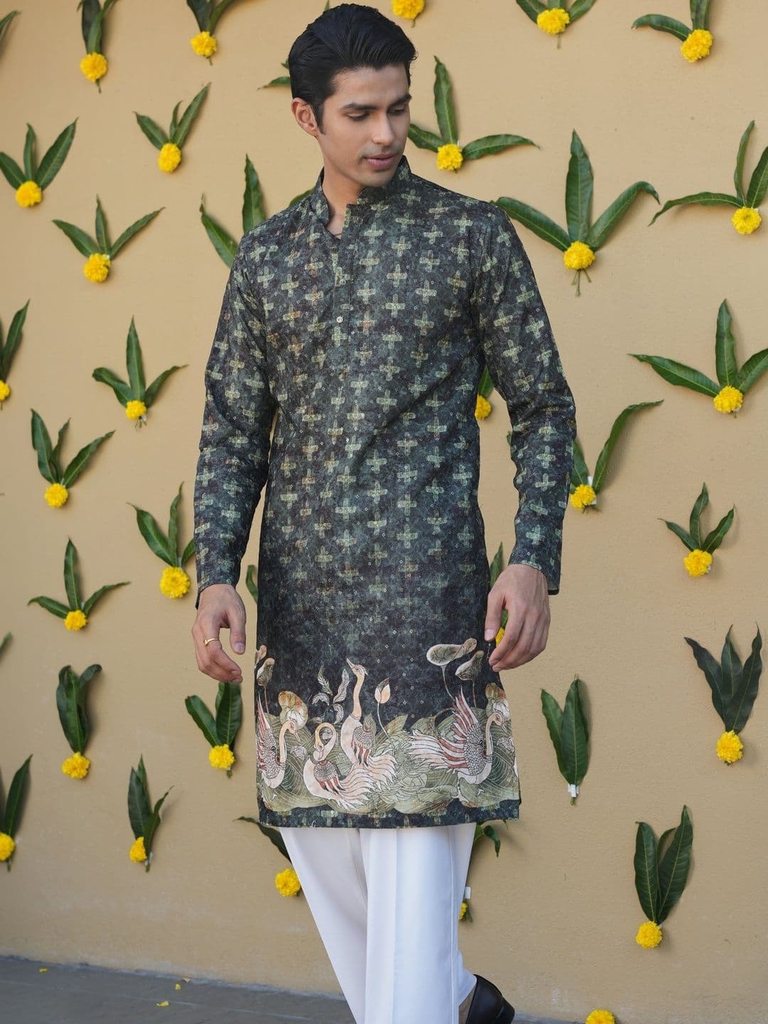 Anouk Men's Embroidered Printed Mandarin Collar Long Kurta thumbnail 6
