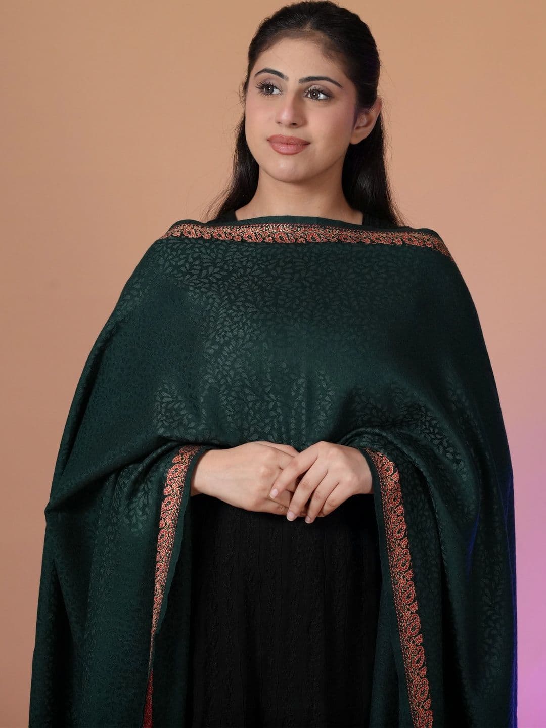 SHIFNEEN Women Botanical Woven Design Acrylic Shawl thumbnail 3