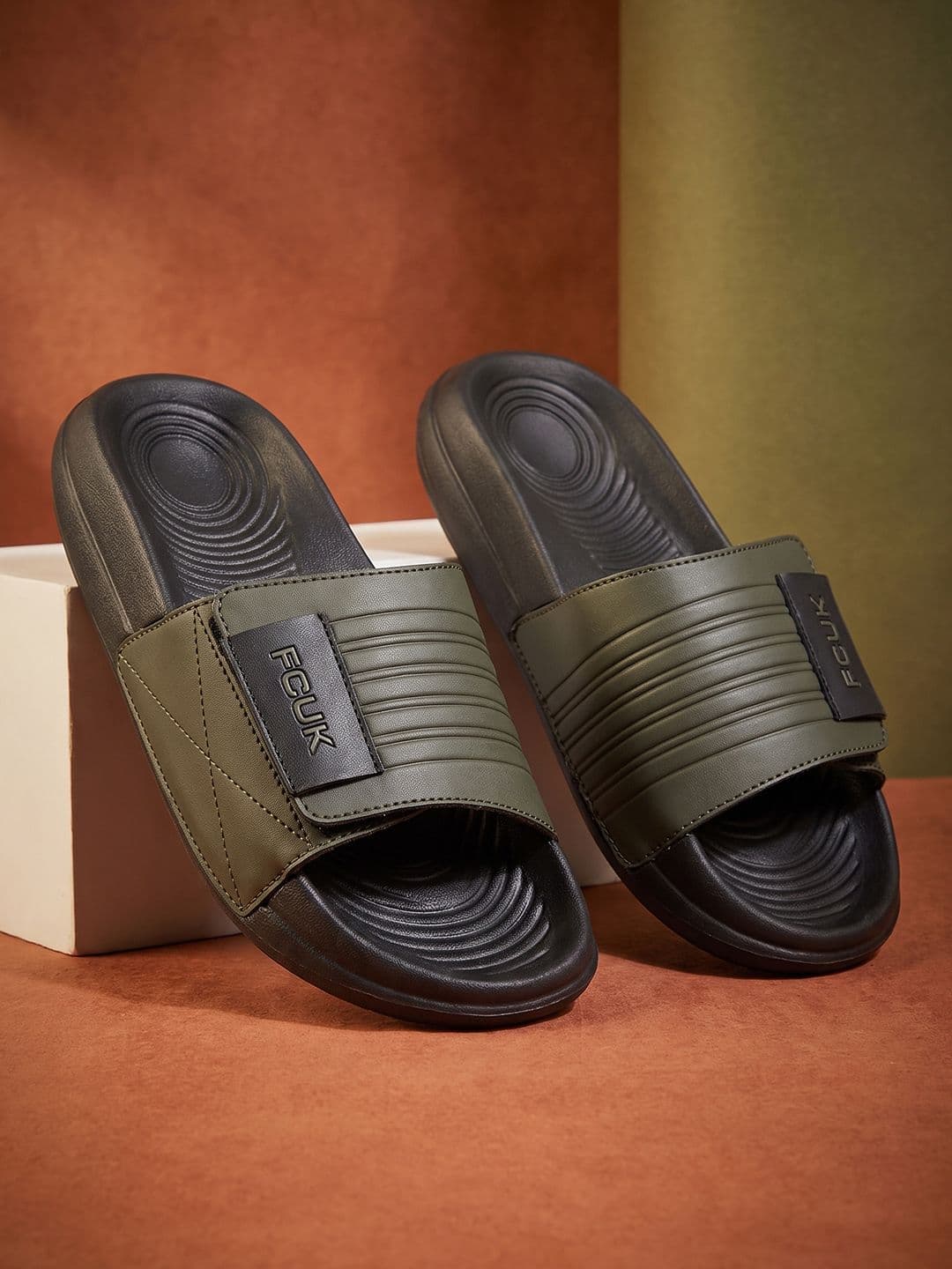 FCUK Men Colourblocked Sliders - view 1