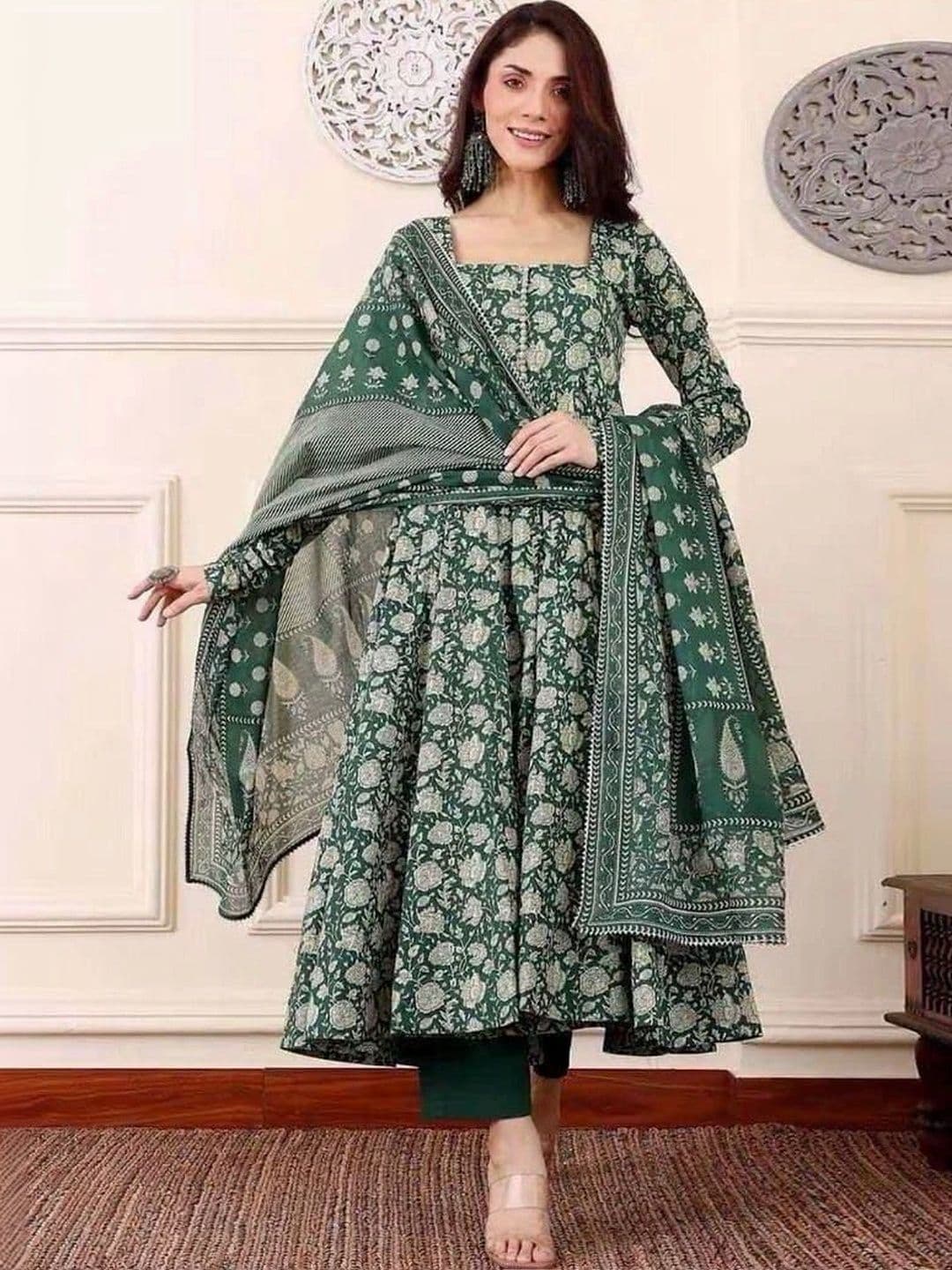 Mogra Designs Women Ethnic Motifs Printed Regular Kurta with Trousers & With Dupatta - view 1