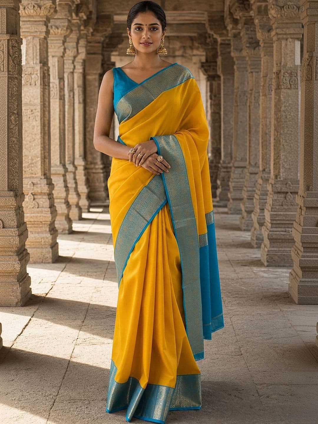 Dhaaga Ghar Woven Design Zari Silk Blend Designer Banarasi Saree - view 1
