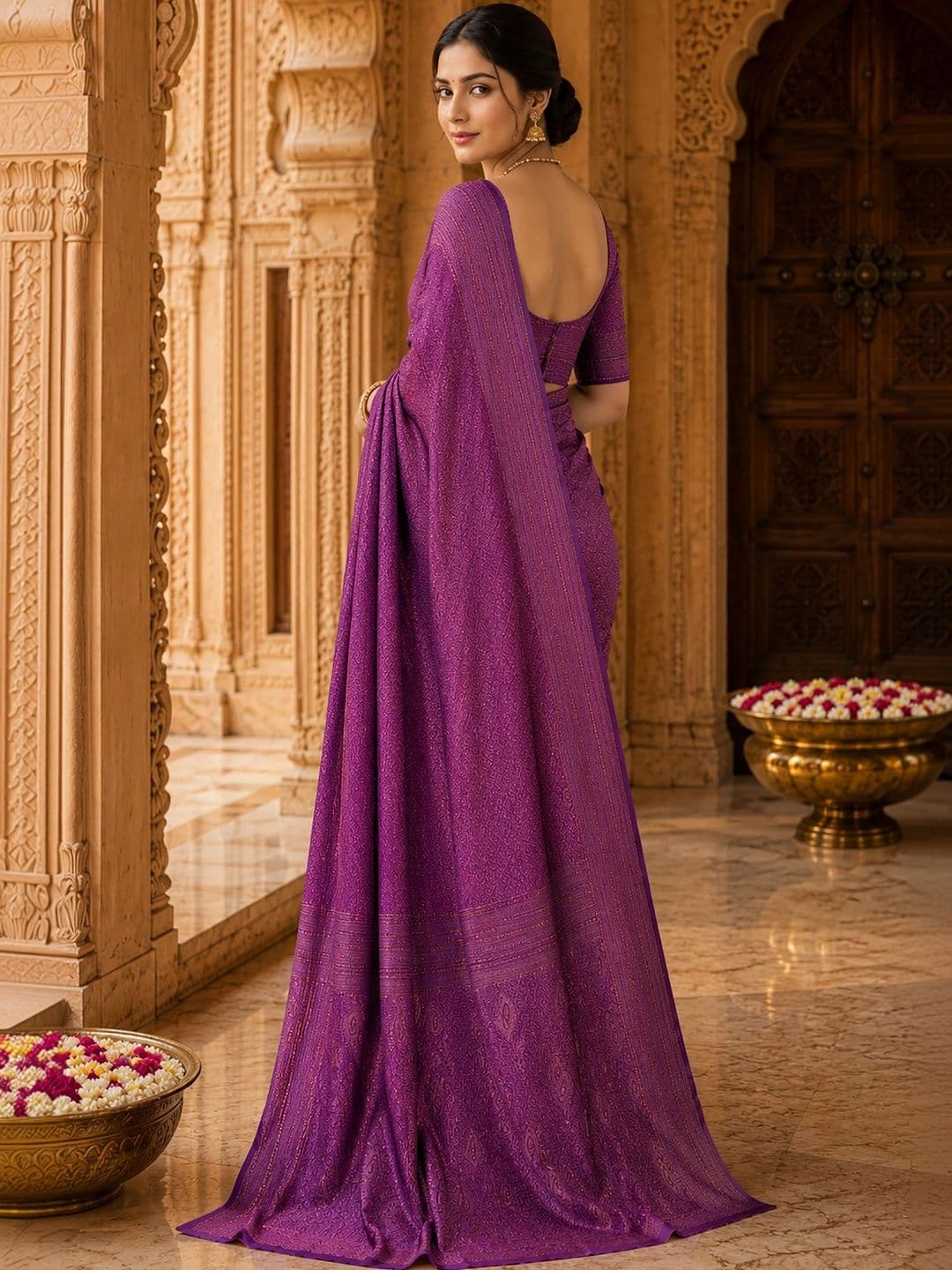 Anjaneya Sarees Woven Design Zari Silk Blend Designer Banarasi Saree thumbnail 5