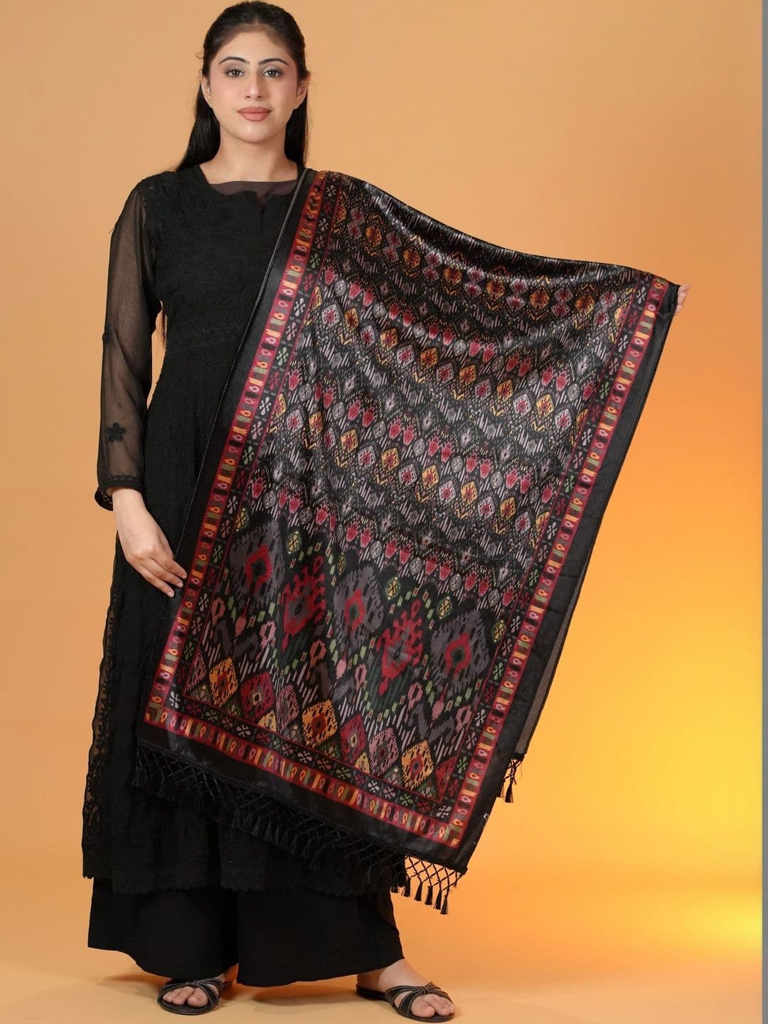 SHIFNEEN Women Ethnic Motifs Printed Velvet Shawl - view 1
